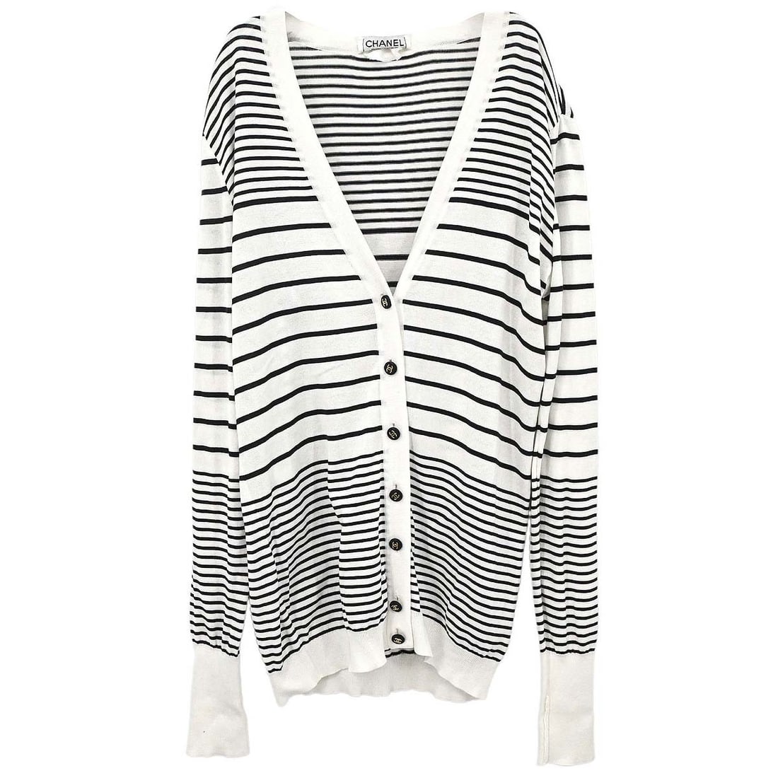 CHANEL White Cotton Knit Button Cardigan Size 40 (1 of 15)