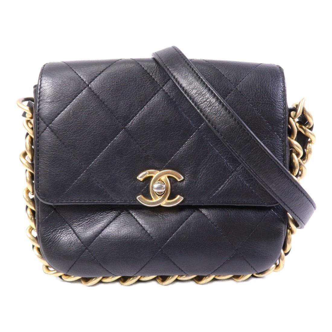 Chanel Matelasse Black Calfskin Shoulder Bag with Gold Hardware AS2831 (1 of 15)