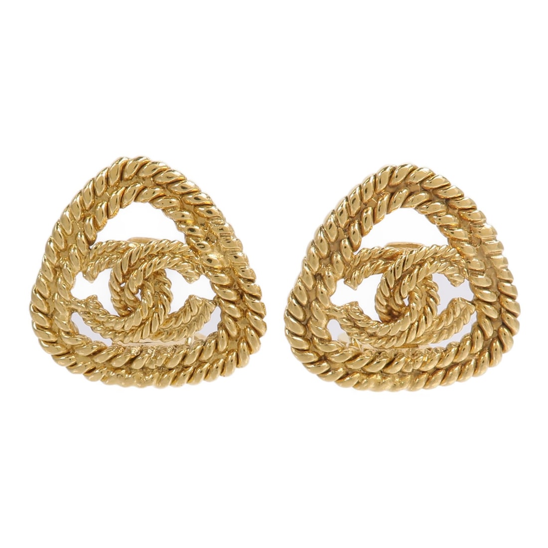 CHANEL Gold CC Earrings: CHANEL Gold CC Earrings These CHANEL CC earrings feature a gold-tone finish and the iconic CC logo design. Crafted for women, they are made from unspecified metal and do not include any gemstones. The