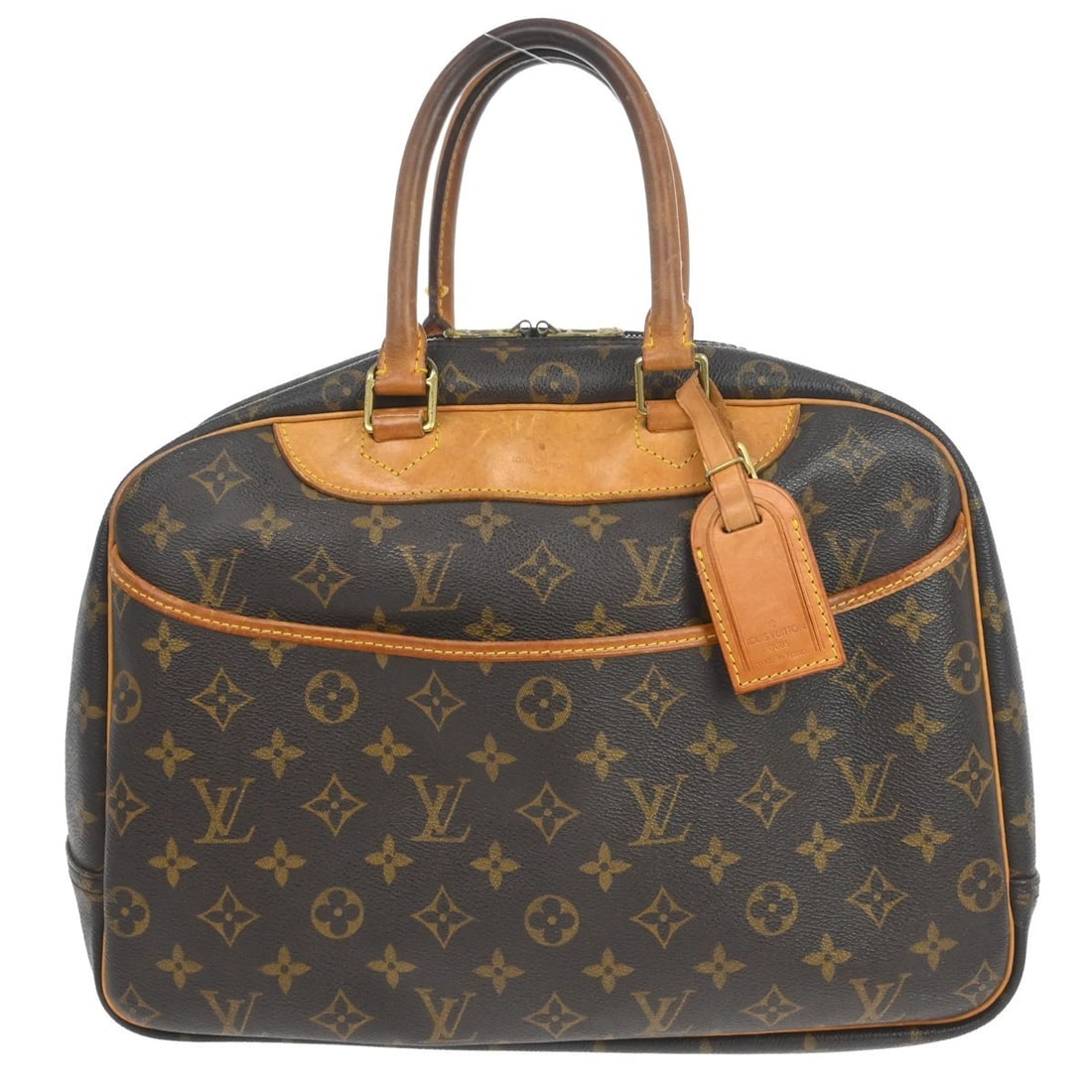 Louis Vuitton Deauville Monogram Canvas Vanity Bag: Louis Vuitton Deauville Monogram Canvas Vanity Bag This Louis Vuitton Deauville Bowling Business Handbag showcases the iconic monogram canvas leather exterior in brown, complemented by beige double ha
