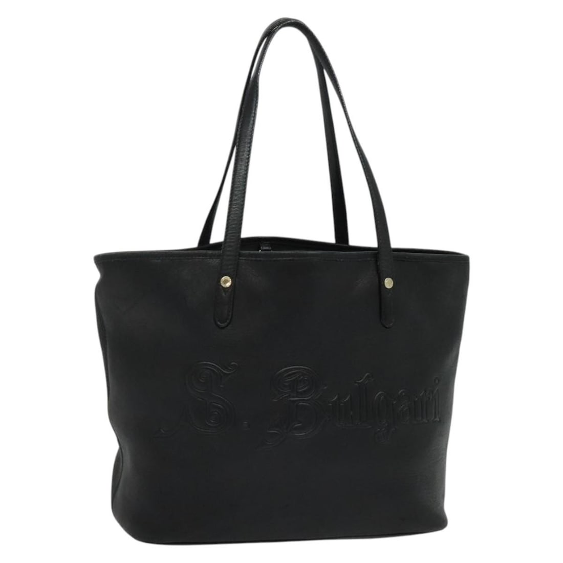 Black Leather Bvlgari Sotirio Tote Bag 31cm by 25cm by 16cm: Black Leather Bvlgari Sotirio Tote Bag 31cm by 25cm by 16cm This Bvlgari Tote Sotirio is a women's handbag crafted from black leather. It features a spacious design suitable for daily use. The bag sho
