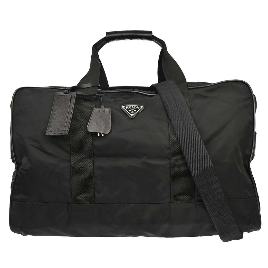 Prada Black Nylon Leather Duffle Handbag 2way Extra Large (1 of 16)