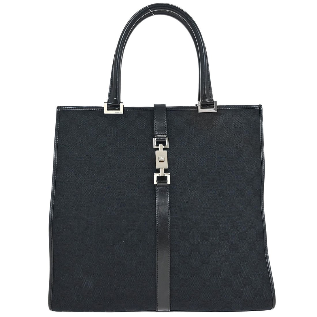 Gucci Black GG Jackie Handbag 002.1064 Vintage Canvas Leather: Gucci Black GG Jackie Handbag 002.1064 Vintage Canvas Leather Elevate your accessory game with the Gucci Black GG Jackie Handbag. This vintage medium-sized handbag features a classic black GG pattern,