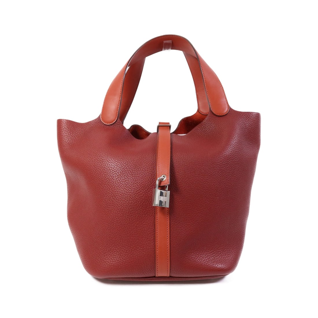 Hermes Picotin GM Red Clemence Leather Tote Bag with Palladium Hardware: Hermes Picotin GM Red Clemence Leather Tote Bag with Palladium Hardware This Hermes Picotin GM tote bag is crafted from Clemence calfskin leather in a striking red hue, complemented by palladium hardw