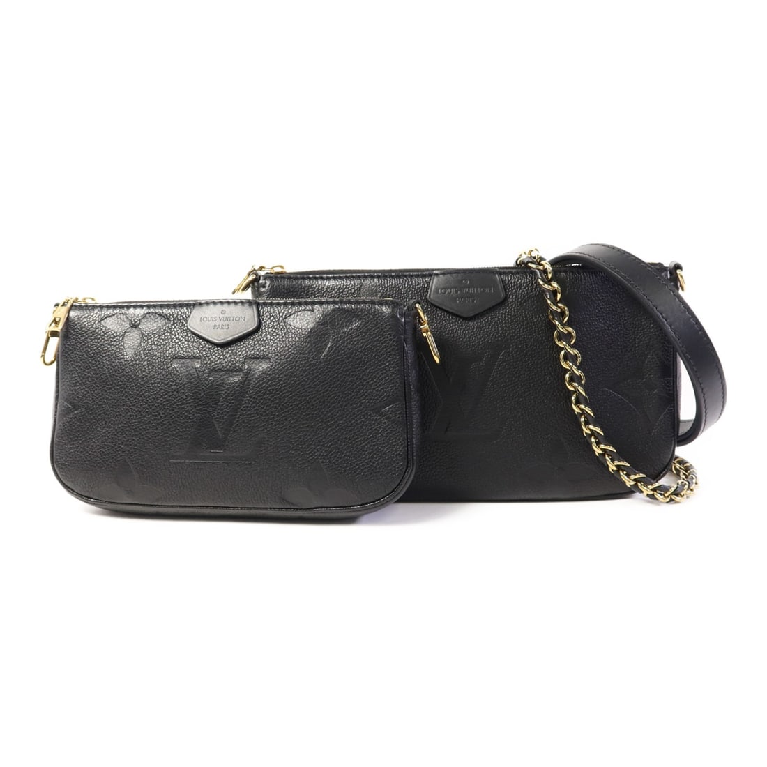 Louis Vuitton Multi Pochette Accessoires Black Calfskin 2way Shoulder Bag: Louis Vuitton Multi Pochette Accessoires Black Calfskin 2way Shoulder Bag This Louis Vuitton Multi Pochette Accessoires is a versatile 2-way shoulder bag crafted from black calfskin (cowhide) leather 