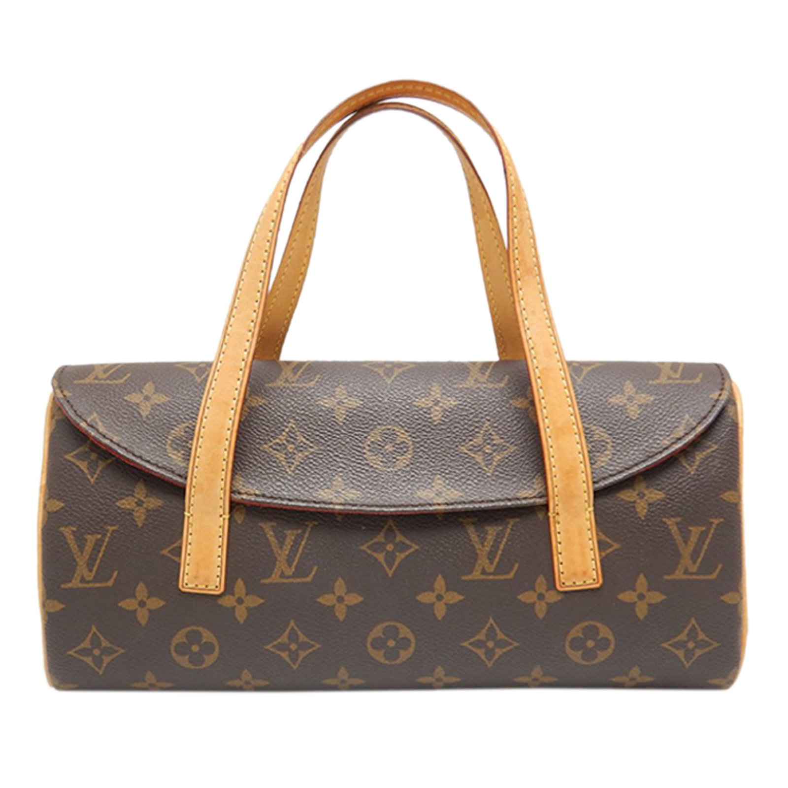 Louis Vuitton Sonatine Monogram Canvas Handbag: Louis Vuitton Sonatine Monogram Canvas Handbag This Louis Vuitton Monogram Sonatine handbag features the iconic monogram canvas with flat leather straps and a magnetic snap closure. The interior inclu