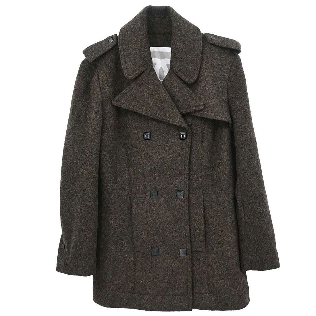 CHANEL brown double-breasted long overcoat size 38 (1 of 15)