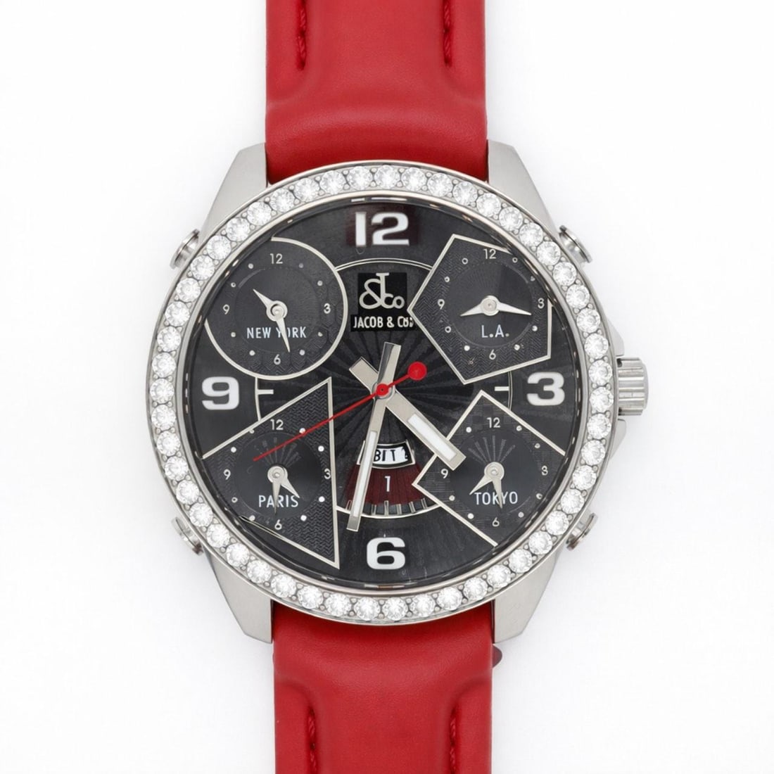 JACOB & CO Five Time Zone Diamond Bezel Quartz Watch (1 of 4)