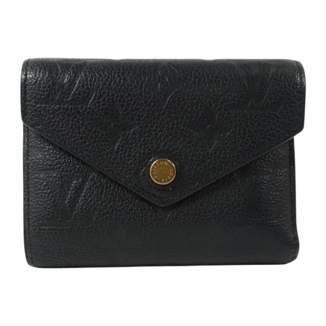 Louis Vuitton Victorine bi-fold wallet Monogram Empreinte black calfskin GHW: Louis Vuitton Victorine bi-fold wallet Monogram Empreinte black calfskin GHW This Louis Vuitton Victorine wallet is crafted from black calfskin leather in the Monogram Empreinte pattern. Designed as a