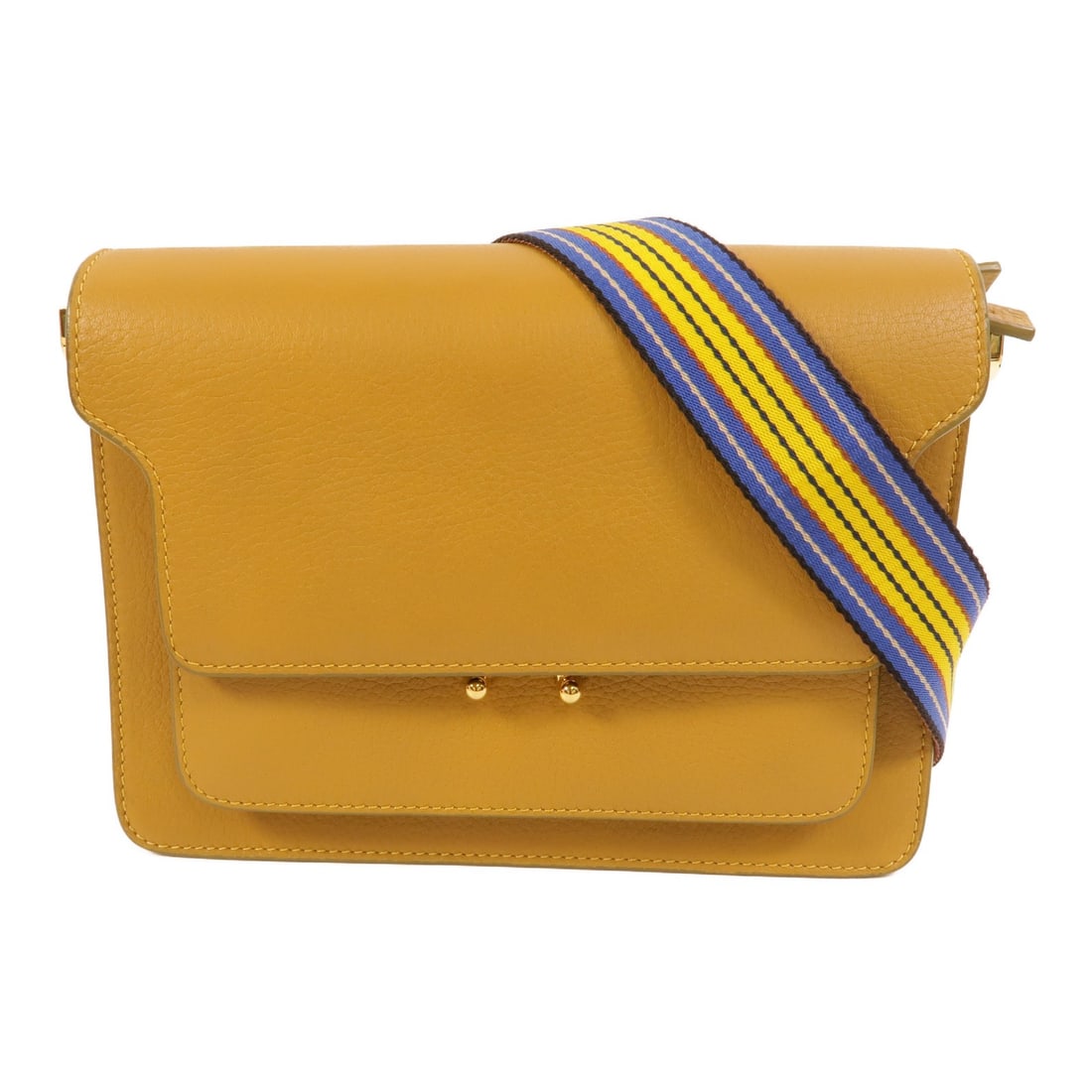 Women Brown Calfskin Trunk Shoulder Bag MARNI GHW: Women Brown Calfskin Trunk Shoulder Bag MARNI GHW This Marni trunk shoulder bag is crafted from high-quality brown calfskin leather and features gold-tone hardware. Designed for women, it offers a sty