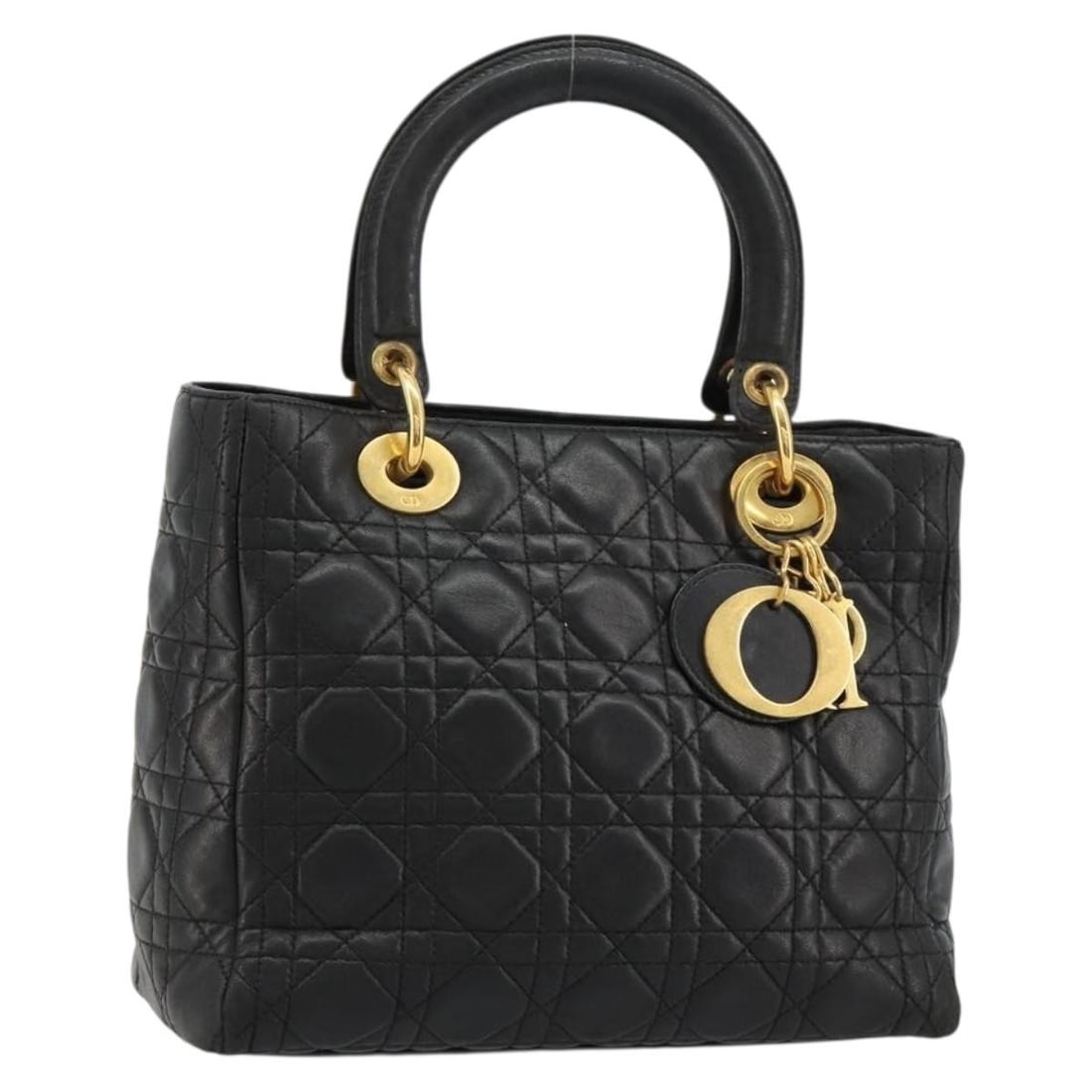 Christian Dior Lady Dior Vintage Black Leather Handbag: Christian Dior Lady Dior Vintage Black Leather Handbag This is a Christian Dior Vintage Lady Dior Bag crafted in black cannage quilted lambskin leather. The bag features a structured silhouette, top h