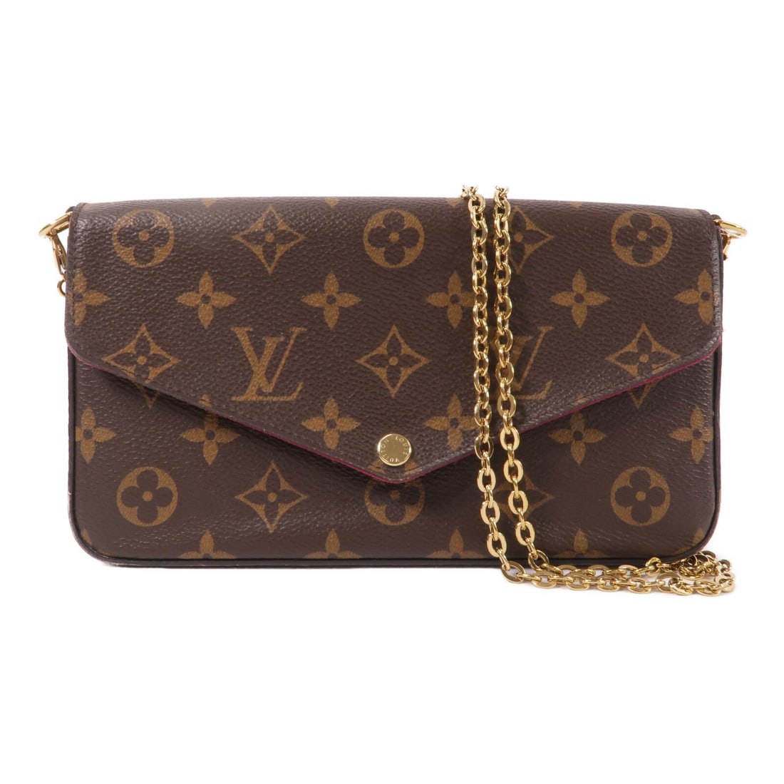 Louis Vuitton Pochette Felicie Monogram Chain Shoulder Bag M61276: Louis Vuitton Pochette Felicie Monogram Chain Shoulder Bag M61276 This Louis Vuitton Pochette Felicie chain shoulder bag features the iconic Monogram pattern in brown with gold-tone hardware. Crafted 
