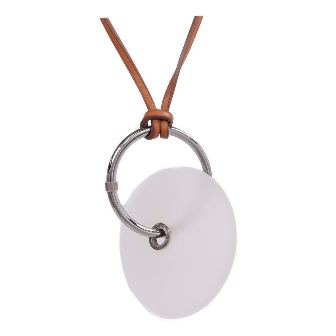 Hermes crystal pendant Barenia leather necklace Fauve: Hermes crystal pendant Barenia leather necklace Fauve This Hermes necklace features a crystal pendant suspended from a Barenia brown calfskin leather cord. Designed for women, it showcases the luxury 
