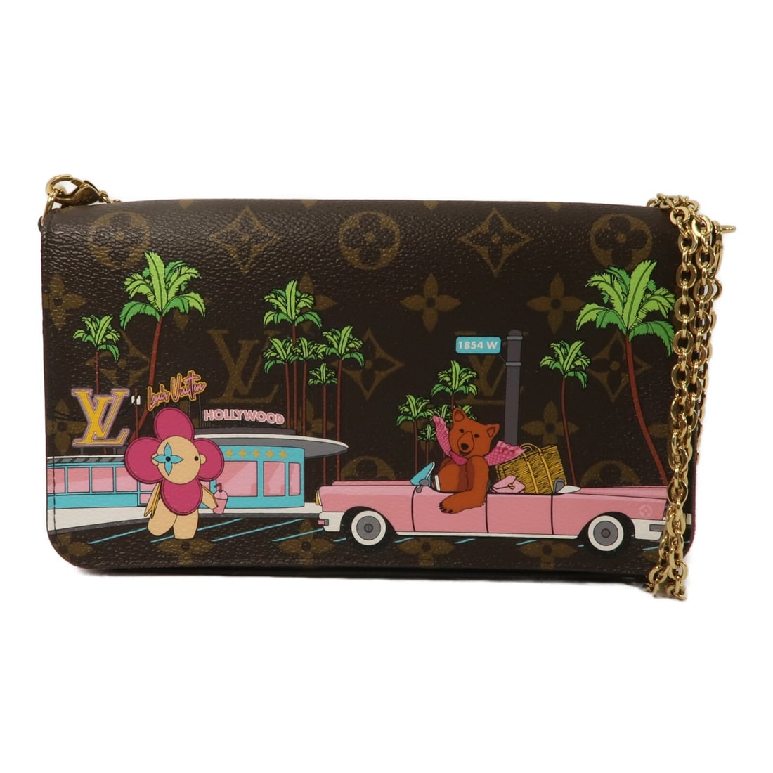 Louis Vuitton Monogram Felicie Pochette Brown PVC Shoulder Bag: Louis Vuitton Monogram Felicie Pochette Brown PVC Shoulder Bag This Louis Vuitton LV Hollywood Xmas Felicie Pochette is a stylish shoulder bag crafted from brown PVC coated canvas. Designed for women,