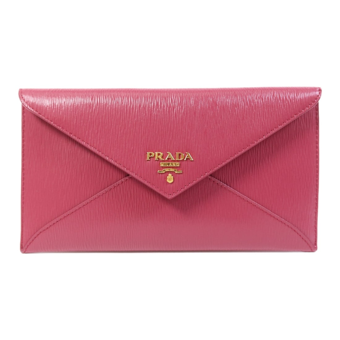 PRADA IMF175 Red Calfskin Leather Bifold Wallet with GHW: PRADA IMF175 Red Calfskin Leather Bifold Wallet with GHW This stunning PRADA long wallet is crafted from high-quality calfskin leather in a vibrant red hue. The bifold design offers ample storage for 