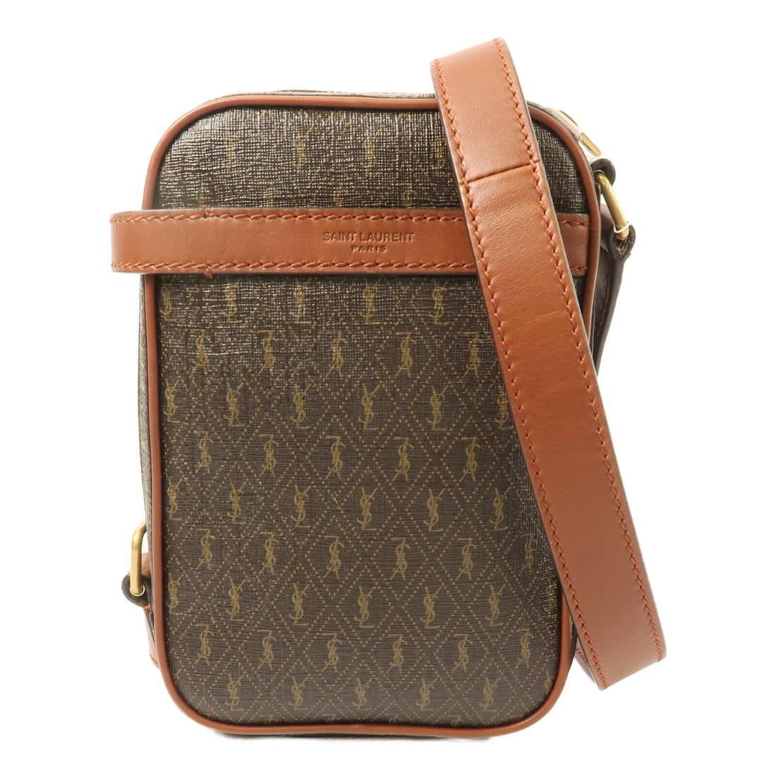 Saint Laurent Le Monogramme Brown Coated Canvas Shoulder Bag GHW: Saint Laurent Le Monogramme Brown Coated Canvas Shoulder Bag GHW This SAINT LAURENT Le Monogramme crossbody bag features a brown PVC coated canvas exterior and gold-tone hardware. Designed for both st
