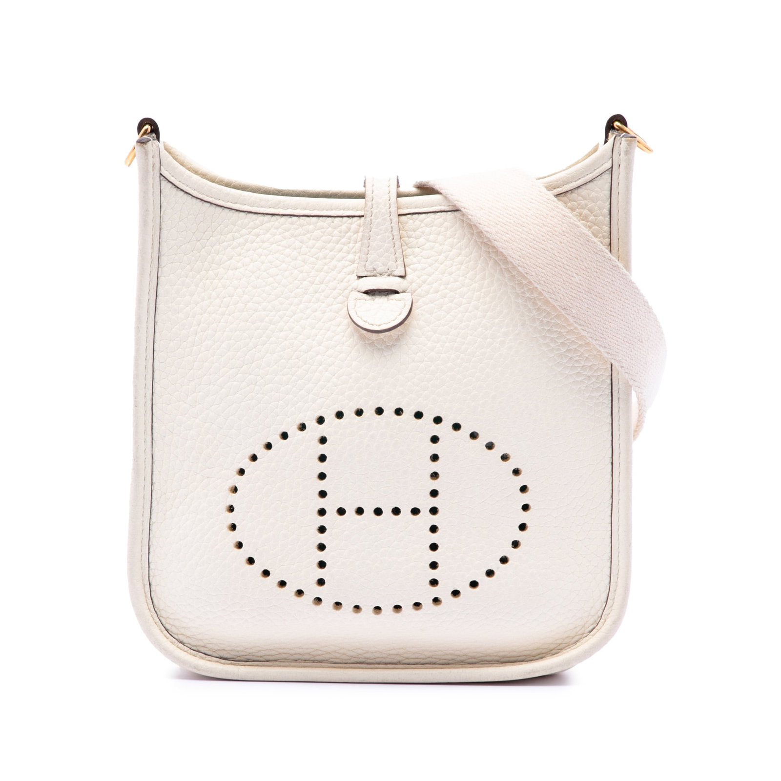 Hermes Evelyne 16 Amazone Craie Leather Crossbody Bag: Hermes Evelyne 16 Amazone Craie Leather Crossbody Bag The Hermes Clemence Evelyne 16 Amazone is crafted from Craie-colored Clemence leather and features a detachable flat strap for versatile carrying 