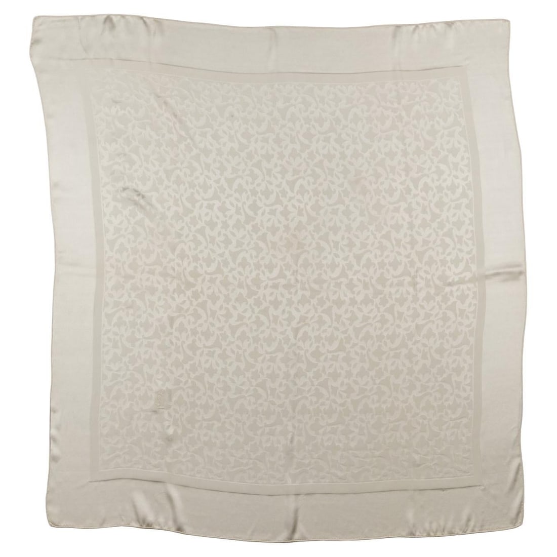 Yves Saint Laurent 100% Silk Off White Scarf YSL Embroidered 46 in (1 of 5)