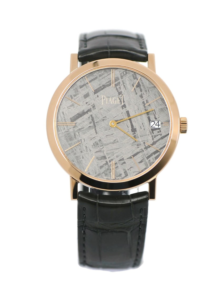 Piaget Altiplano Meteorite 18K Rose Gold Watch G0A44051 with Box and Papers: Piaget Altiplano Meteorite 18K Rose Gold Watch G0A44051 with Box and Papers Discover the elegance of the Piaget Altiplano Meteorite watch, crafted in luxurious 18K rose gold. This exquisite timepiece 