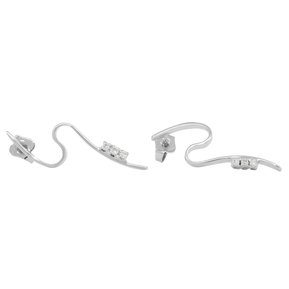 Rachel Koen 18K White Gold Diamond Swirl Drop Earrings 0.13ct: Rachel Koen 18K White Gold Diamond Swirl Drop Earrings 0.13ct Elevate your style with these exquisite Rachel Koen Diamond Swirl Drop Earrings, expertly crafted in 18K white gold. These dangle earrings