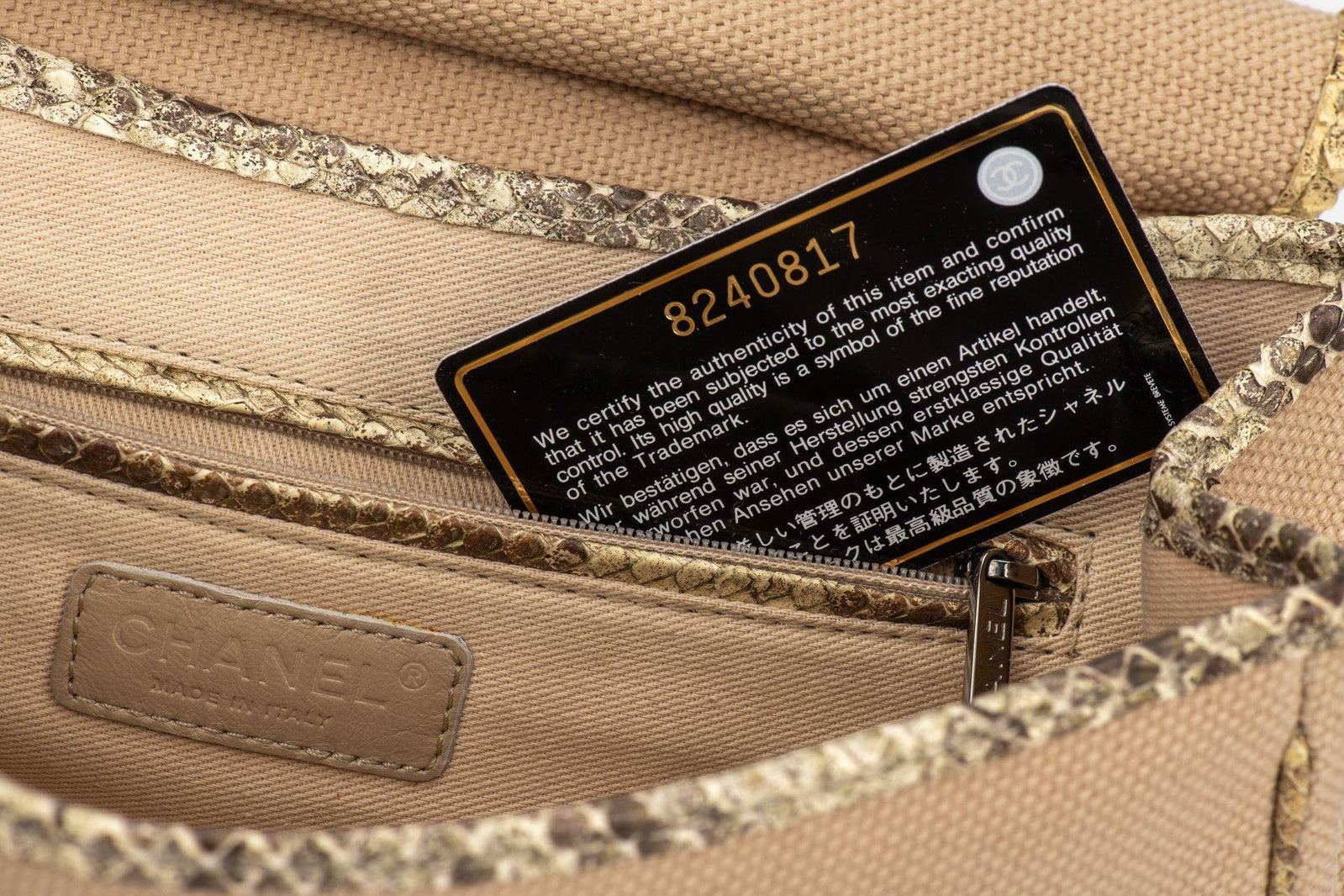 Chanel 2003-2004 Flap Shoulder Bag Python Canvas - 18