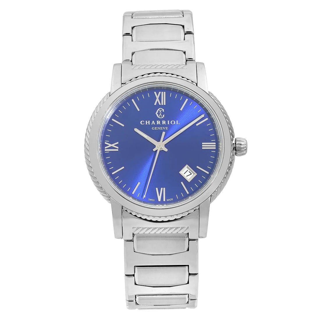 Charriol Parisii 40mm Stainless Steel Blue Dial Quartz Watch P40S2.930.002: Charriol Parisii 40mm Stainless Steel Blue Dial Quartz Watch P40S2.930.002 Discover the elegance of the Charriol Parisii wristwatch, designed for the sophisticated man. This dress/formal watch feature