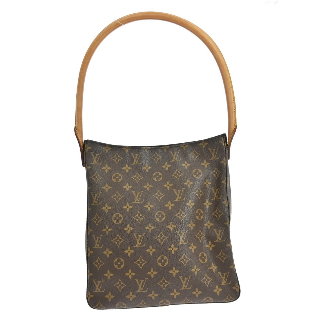 Louis Vuitton Looping GM Monogram Shoulder Bag M51145: Louis Vuitton Looping GM Monogram Shoulder Bag M51145 This is a vintage Louis Vuitton Looping GM shoulder bag featuring the iconic monogram pattern. The bag is crafted from brown leather with beige le