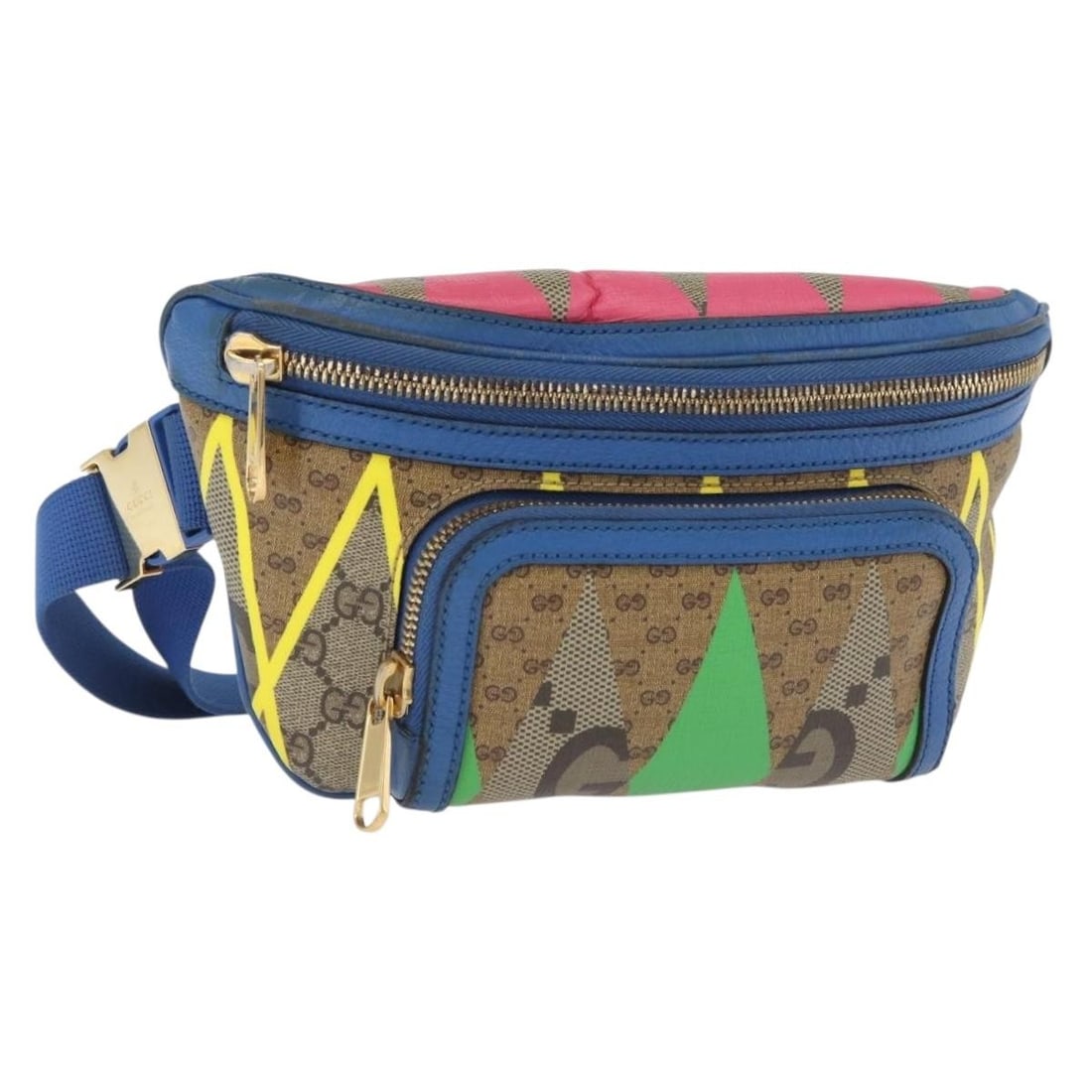 Gucci Multicolor GG Supreme PVC Shoulder Bag 733240 Italy: Gucci Multicolor GG Supreme PVC Shoulder Bag 733240 Italy This GUCCI GG Supreme Bum Bag features a multicolor and gold design crafted from PVC leather and GG canvas. Designed for women, it offers a st