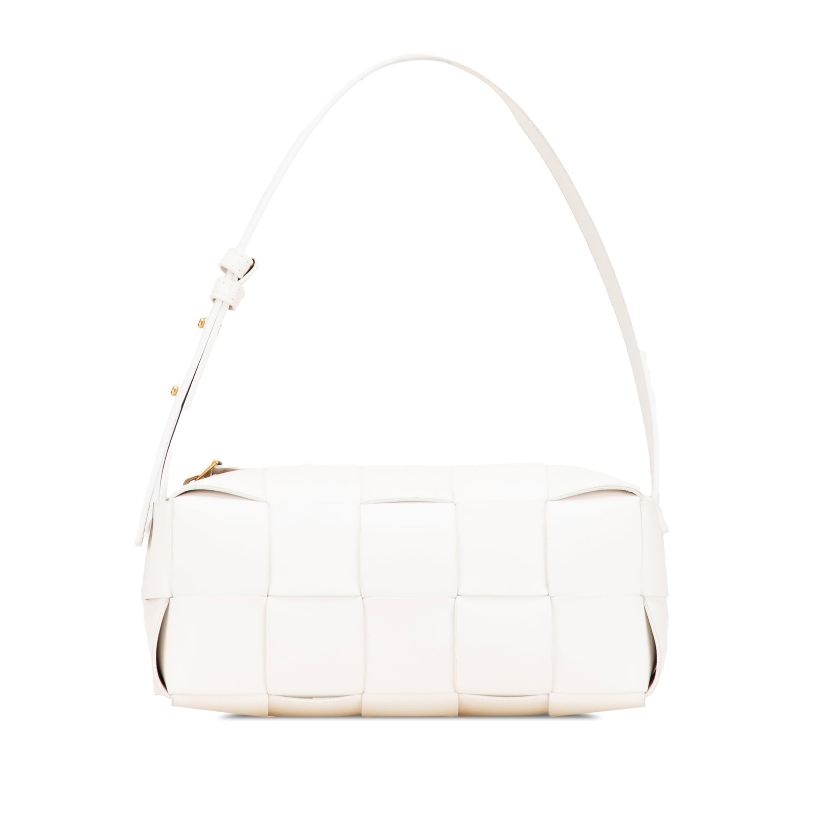 Bottega Veneta Small Lambskin Intrecciato Brick Shoulder Bag: Bottega Veneta Small Lambskin Intrecciato Brick Shoulder Bag Introducing the Bottega Veneta Small Lambskin Intrecciato Brick Cassette, a sophisticated shoulder bag crafted from luxurious woven lambski