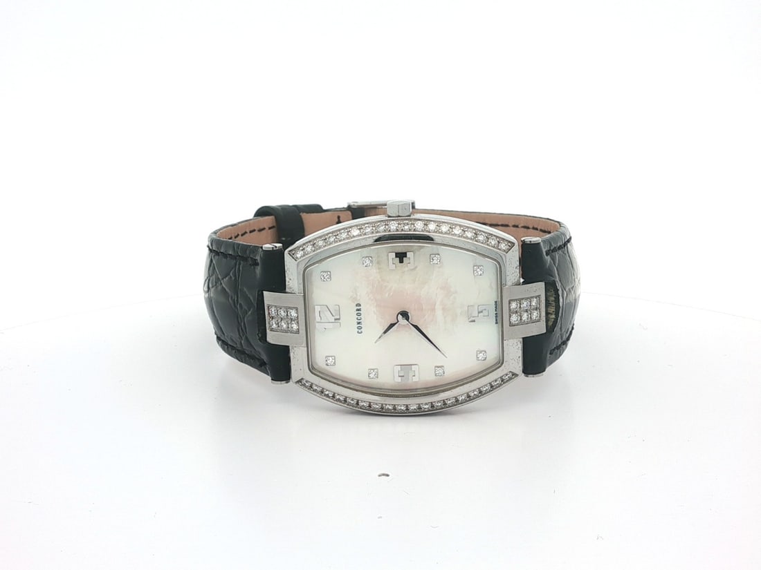 Concord La Scala 30mm Diamond Mother of Pearl Dial Tonneau Quartz Watch (1 of 8)