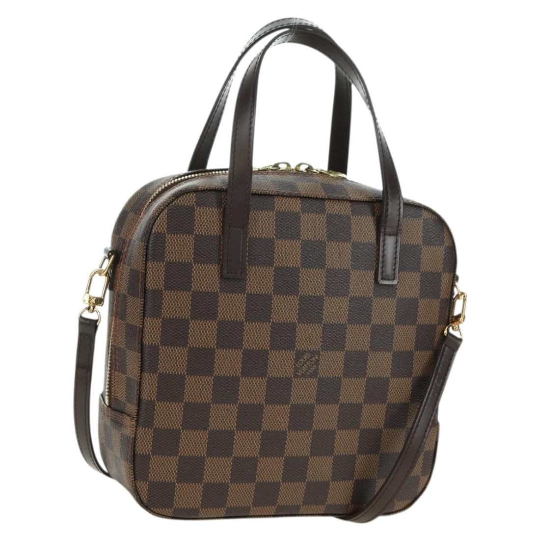 Louis Vuitton Spontini Damier Ebene Canvas 2way Bag with Strap M47500: Louis Vuitton Spontini Damier Ebene Canvas 2way Bag with Strap M47500 This Louis Vuitton Damier Ebene Spontini Hand Bag features the signature Damier Ebene canvas and comes with a detachable shoulder 