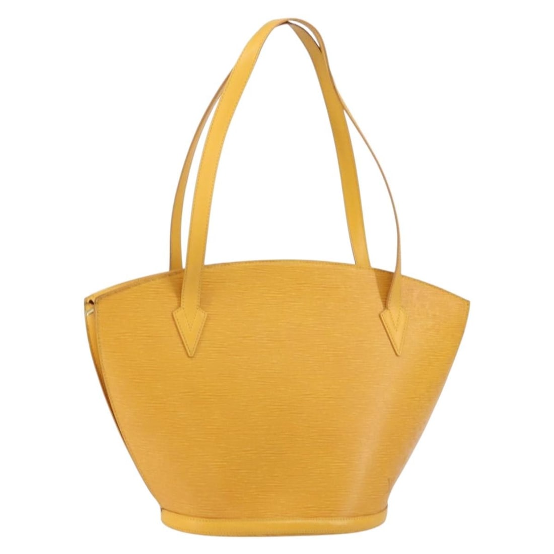 Yellow Epi Leather Saint Jacques Shoulder Bag by Louis Vuitton: Yellow Epi Leather Saint Jacques Shoulder Bag by Louis Vuitton This pre-owned Louis Vuitton Saint Jacques handbag is crafted from yellow Epi leather. Designed for women, it features a spacious silhoue