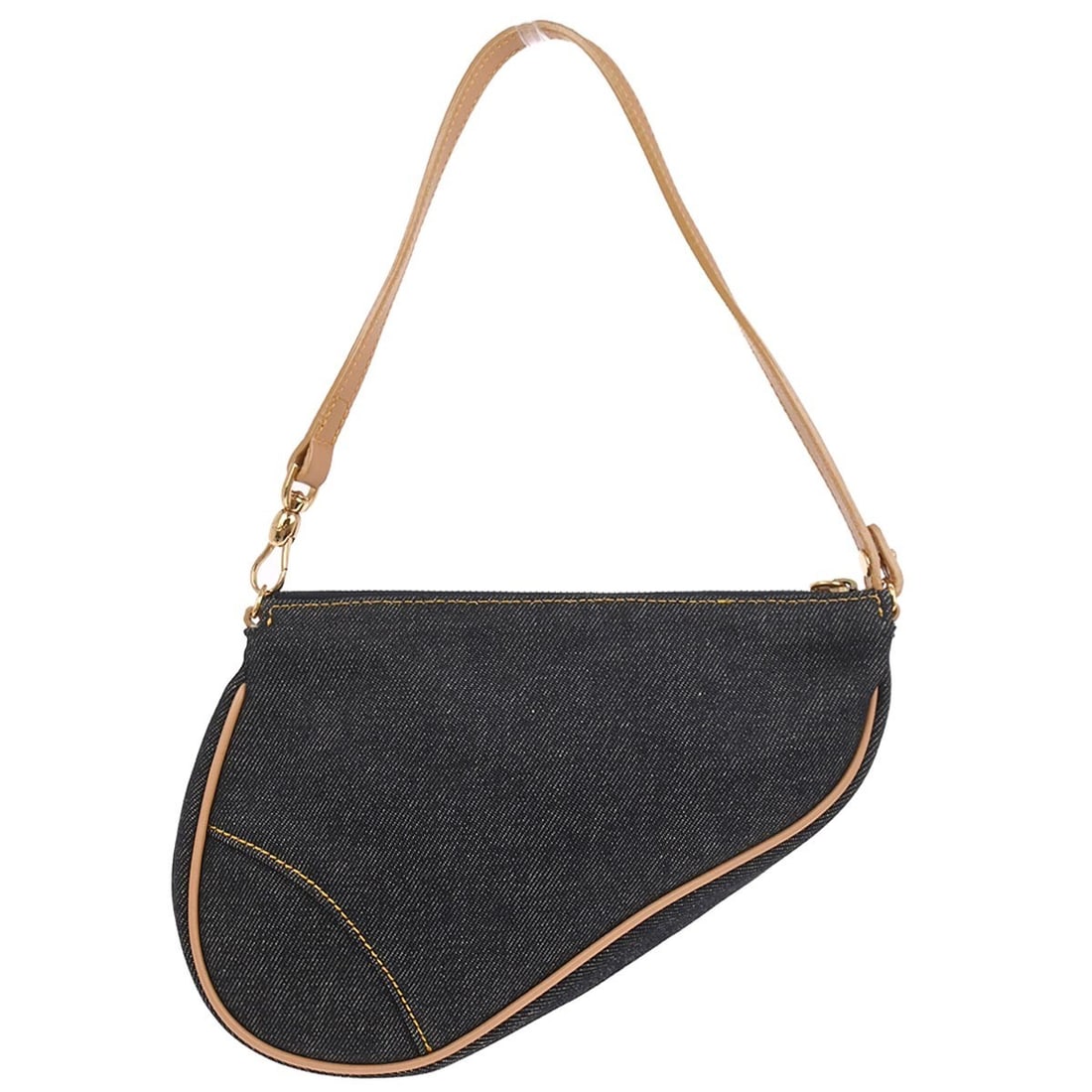 Dior Saddle Small Navy Denim Shoulder Bag PZ0101: Dior Saddle Small Navy Denim Shoulder Bag PZ0101 This Christian Dior Saddle handbag is crafted from navy denim and features a zip closure. The bag is designed in a small size with a signature saddle s