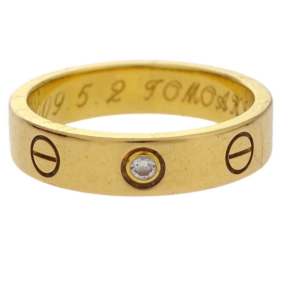 Cartier Mini Love Ring 750 Gold Diamond Size 49: Cartier Mini Love Ring 750 Gold Diamond Size 49 This exquisite Cartier Mini Love Ring features a round diamond set in luxurious 750 gold, showcasing the brand's timeless elegance. With a vintage appea