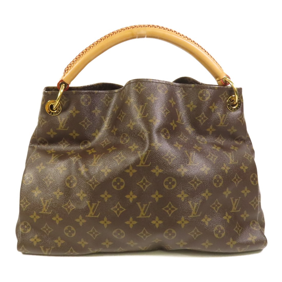 Louis Vuitton Artsy MM Brown Monogram Shoulder Bag with Gold Tone Hardware: Louis Vuitton Artsy MM Brown Monogram Shoulder Bag with Gold Tone Hardware This Louis Vuitton Artsy MM shoulder bag features the iconic monogram pattern on a durable brown PVC coated canvas exterior. 