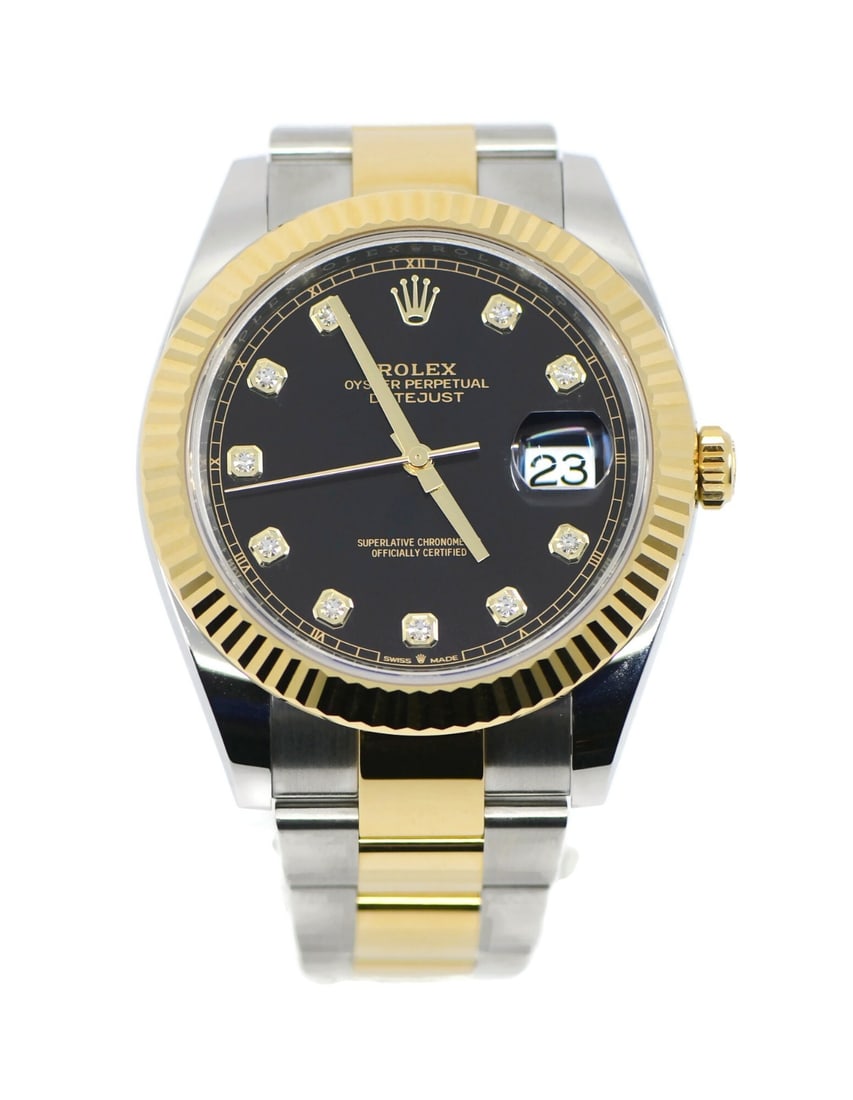 Rolex Datejust 41mm Diamond Watch 18K Stainless Steel 126333 with Papers: Rolex Datejust 41mm Diamond Watch 18K Stainless Steel 126333 with Papers This exquisite Rolex Datejust 41 wristwatch combines elegance and functionality. Manufactured in 2025, it features a stunning b
