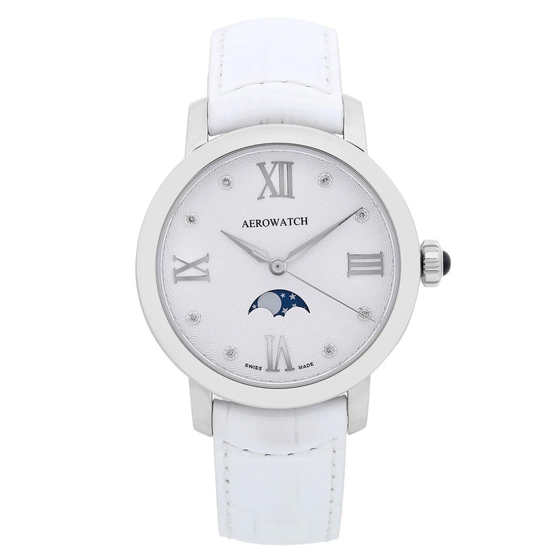 Aerowatch Renaissance Miss Luna 36mm Ladies Watch White Dial Diamond Bezel: Aerowatch Renaissance Miss Luna 36mm Ladies Watch White Dial Diamond Bezel Discover the elegance of the Aerowatch Renaissance Miss Luna, a stylish wristwatch designed for ladies. Featuring a classic w