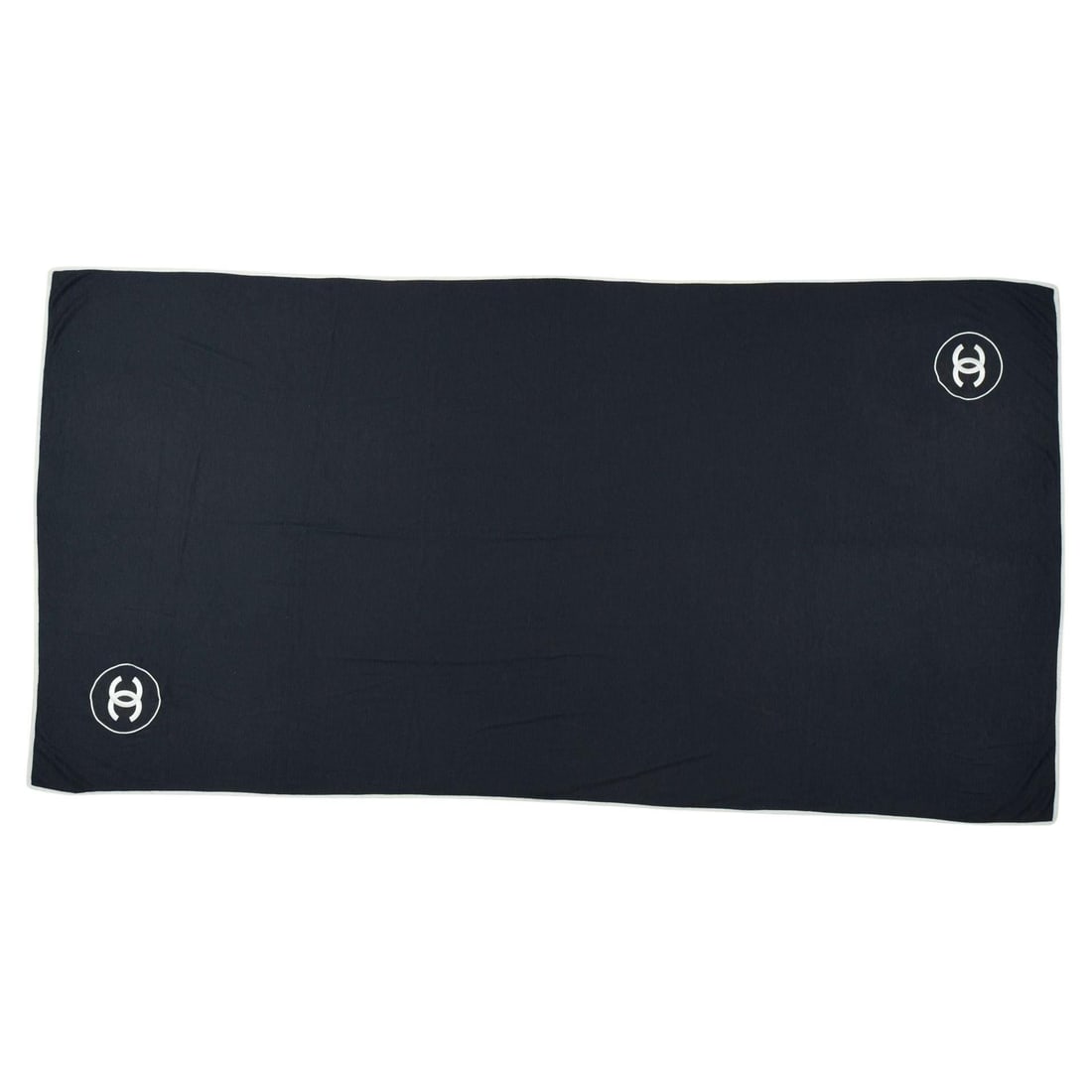 Chanel black cashmere silk shawl with white CC logo (1 of 5)