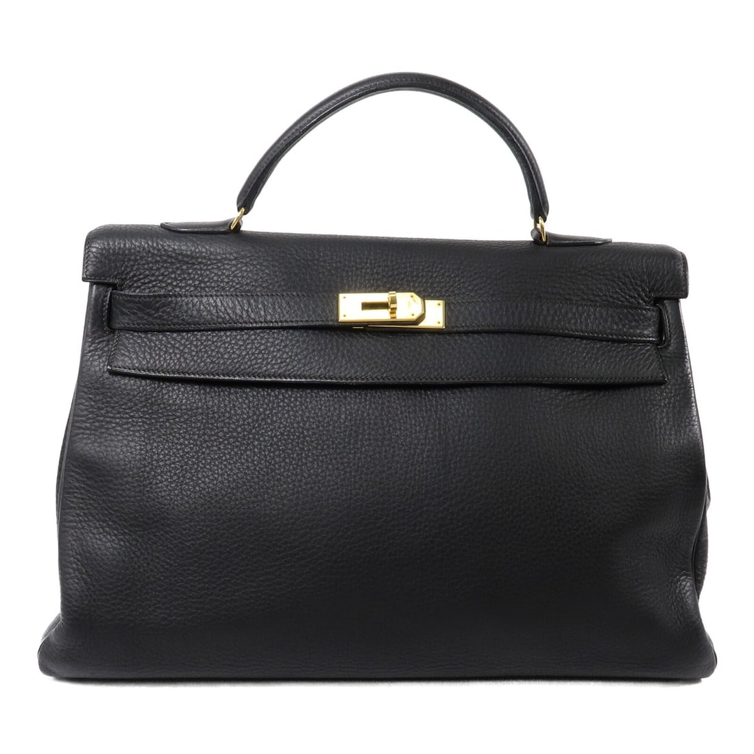 Hermes Kelly 40 Togo Leather Noir Shoulder Bag GHW: Hermes Kelly 40 Togo Leather Noir Shoulder Bag GHW This Hermes Kelly 40 is a versatile 2-way shoulder and handbag crafted from Togo calfskin leather in a classic black color. Featuring gold-tone hardw