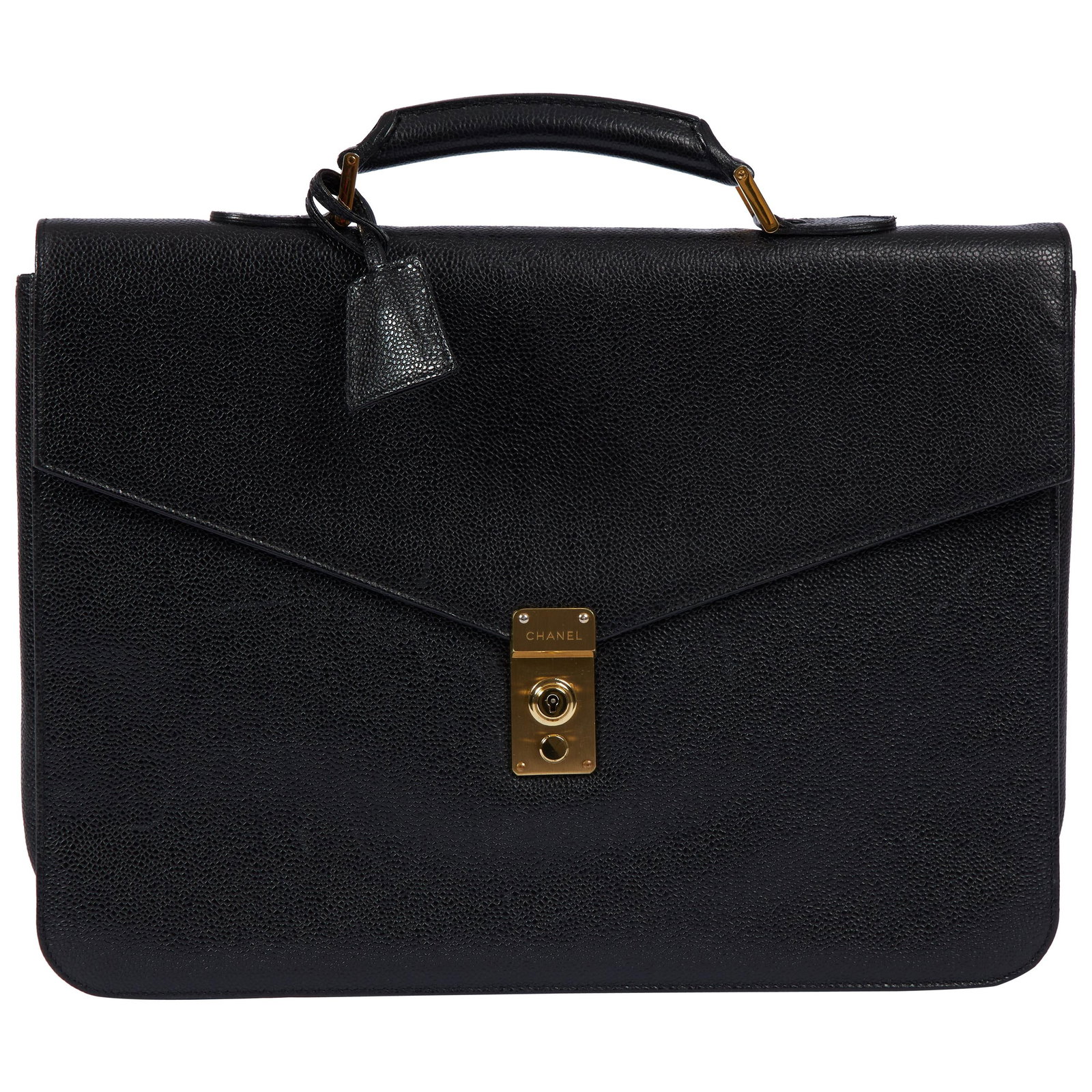 Chanel Black Caviar Leather 1990s Briefcase with Gold Tone Hardware and Accessories (1 of 7)