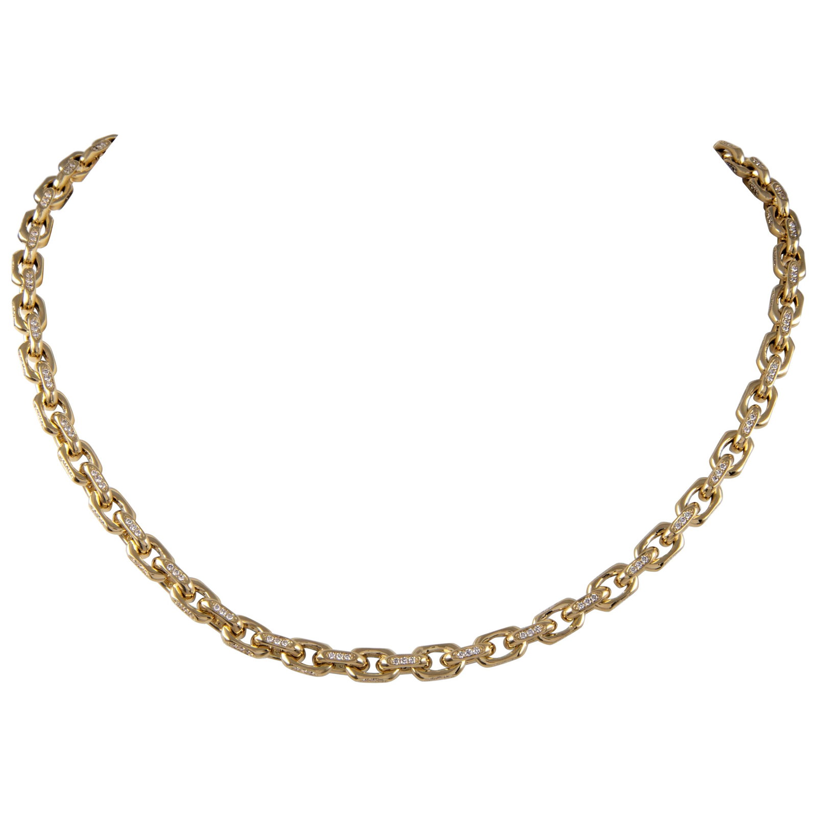 3.05ct Diamond Necklace 18k Yellow Gold Contemporary Design: 3.05ct Diamond Necklace 18k Yellow Gold Contemporary Design This stunning 3.05ct Diamond Link Necklace is crafted from exquisite 18k yellow gold, offering a luxurious addition to any jewelry collectio