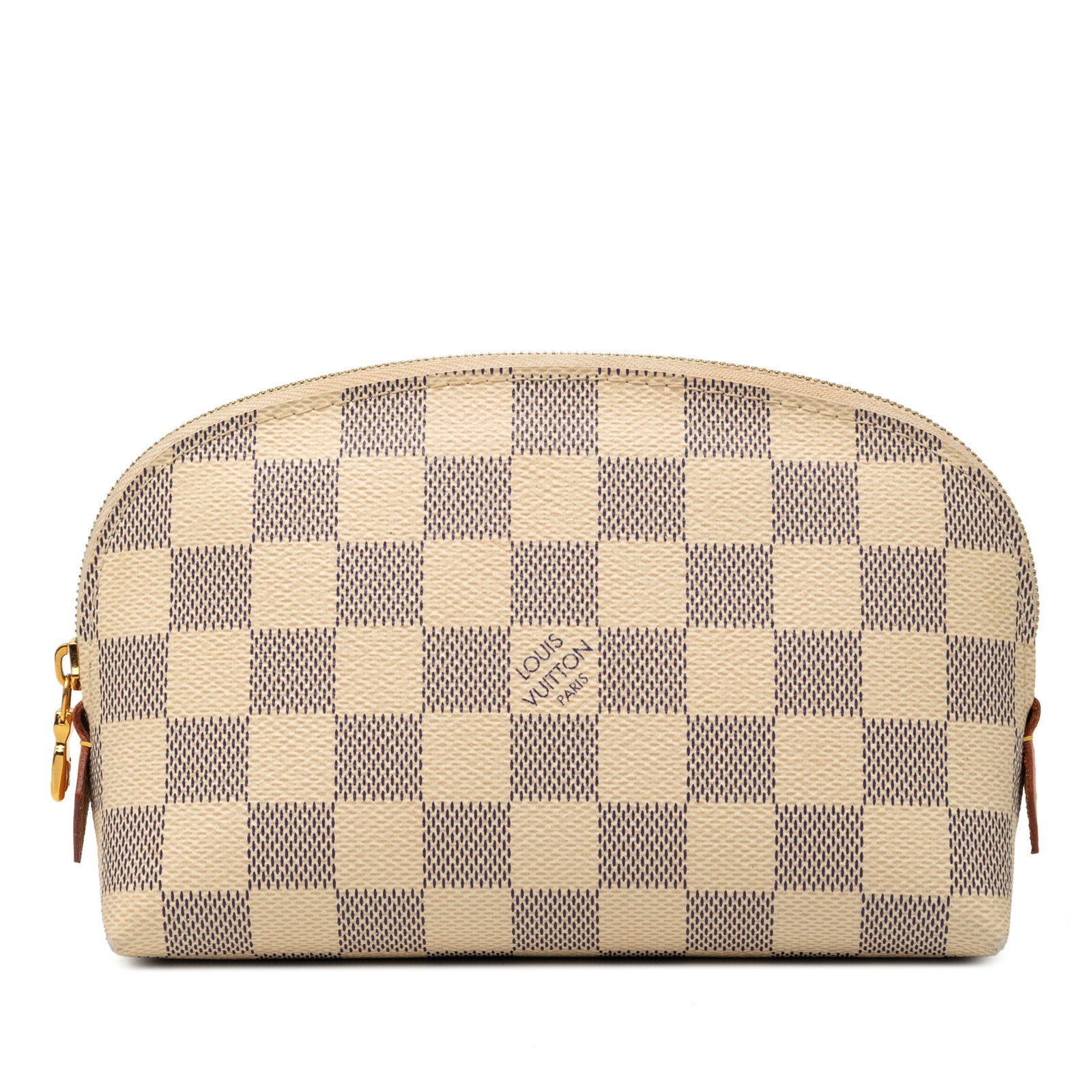 Louis Vuitton Damier Azur zip cosmetic pouch: Louis Vuitton Damier Azur zip cosmetic pouch This Louis Vuitton Damier Azur Cosmetic Pouch features the iconic damier azur canvas in a white colorway, a top zip closure, and an interior slip pocket fo