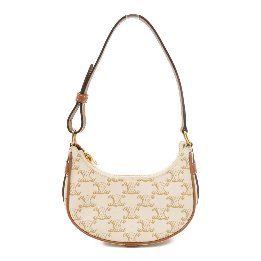 CELINE Ava Mini White PVC Coated Canvas Shoulder Bag GHW: CELINE Ava Mini White PVC Coated Canvas Shoulder Bag GHW This CELINE Ava Mini Shoulder Bag features a sleek white PVC coated canvas exterior and is designed for women. The compact shoulder bag offers 