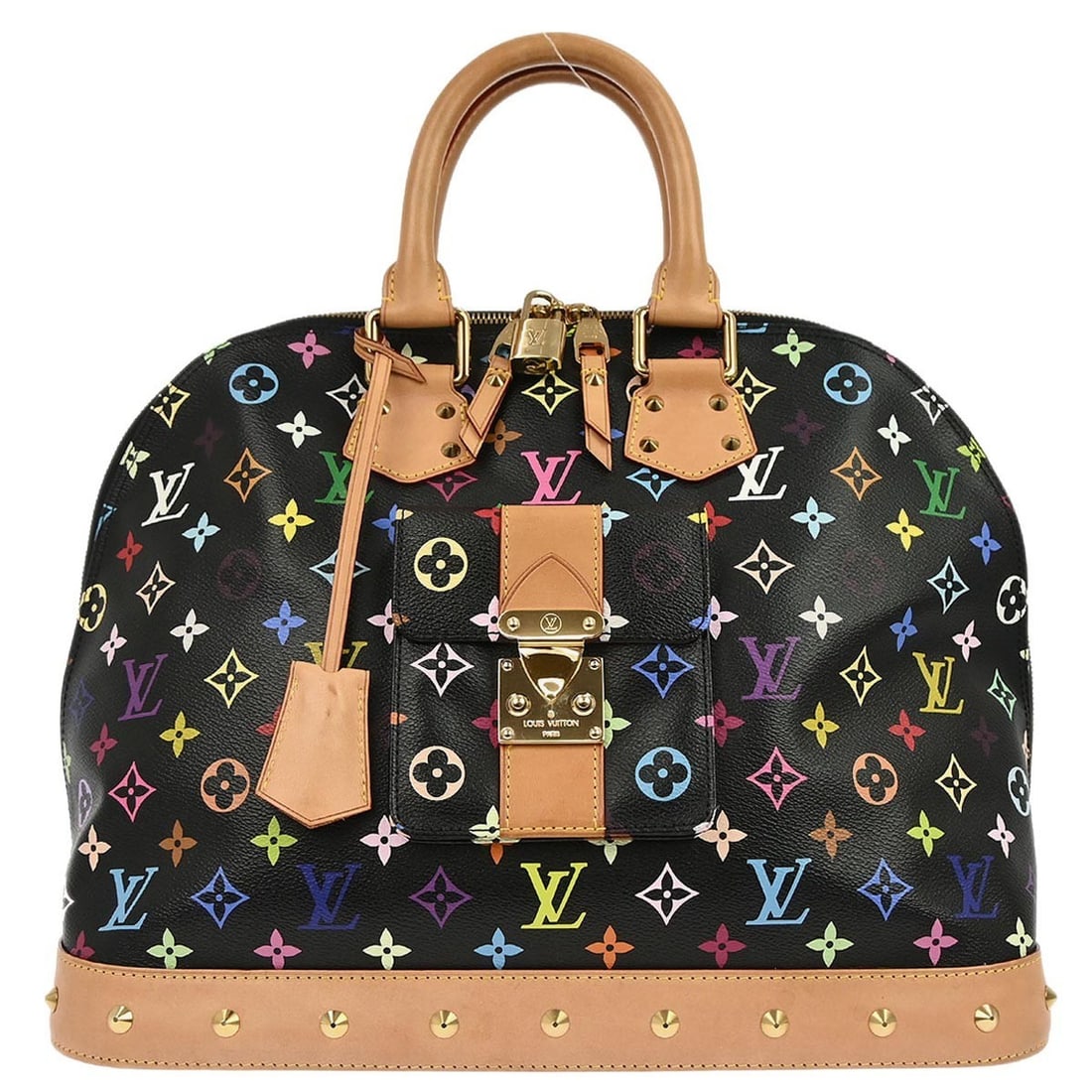 Louis Vuitton Alma GM Multicolor Canvas Large Black Handbag M40442: Louis Vuitton Alma GM Multicolor Canvas Large Black Handbag M40442 This Louis Vuitton Alma GM handbag features the iconic Monogram Multicolor canvas leather in black with a multicolored pattern. Desig