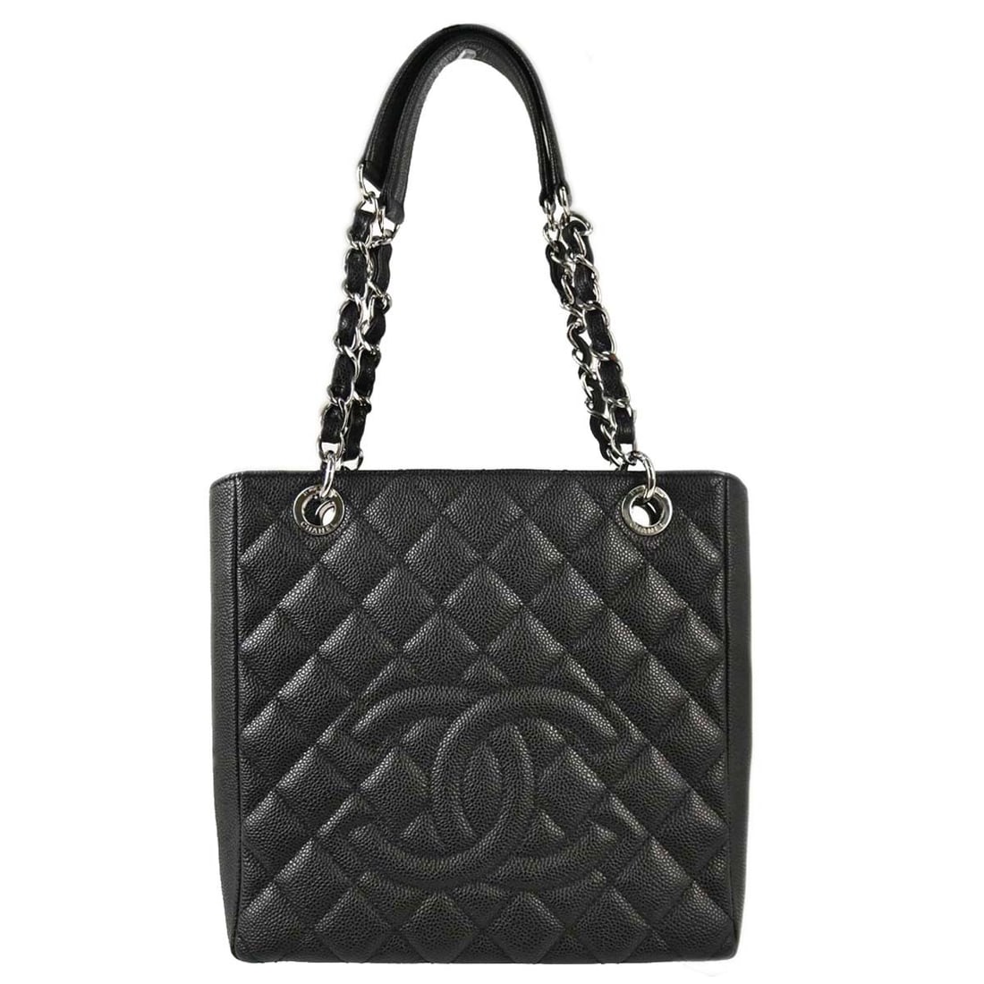 CHANEL Caviar Black Quilted Chain Tote Handbag (1 of 15)