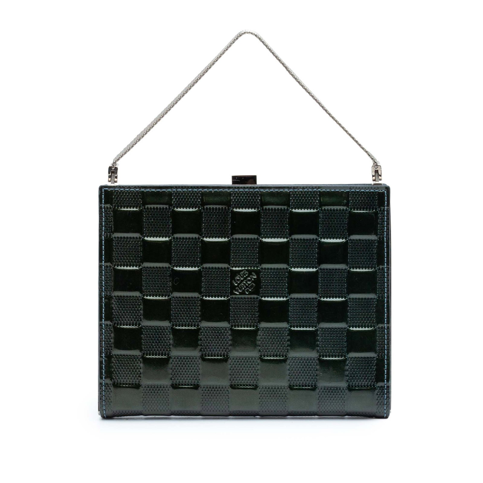 Louis Vuitton Ange MM Blue Vernis Leather Shoulder Bag: Louis Vuitton Ange MM Blue Vernis Leather Shoulder Bag This Louis Vuitton Damier Vernis Ange MM features a blue vernis leather body, a silver-tone strap, a metal frame with clasp closure, and an inter