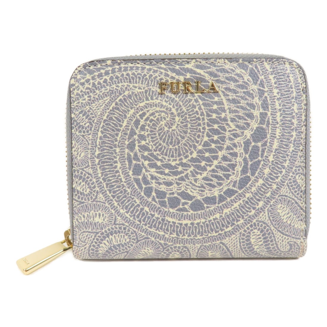 Furla Blue Calfskin Zip Around Round Wallet: Furla Blue Calfskin Zip Around Round Wallet This Furla small round wallet is crafted from high-quality calfskin leather in a sophisticated blue color. Designed for women, it features a secure zipper c