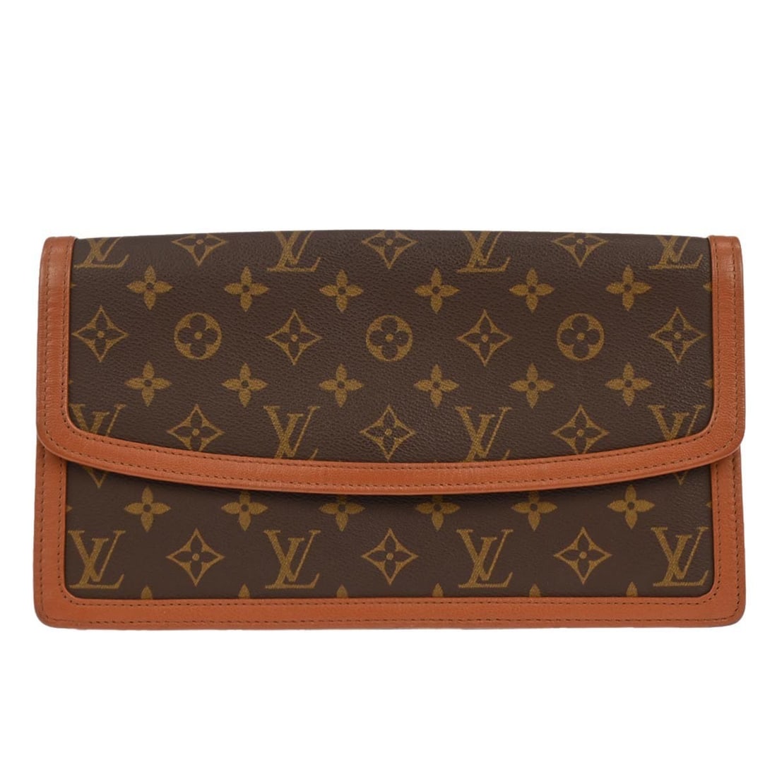 Louis Vuitton Pochette Dame GM Monogram Canvas Clutch Bag: Louis Vuitton Pochette Dame GM Monogram Canvas Clutch Bag This vintage Louis Vuitton Pochette Dame GM clutch bag features the iconic Monogram canvas leather exterior in brown, complemented by gold-ton