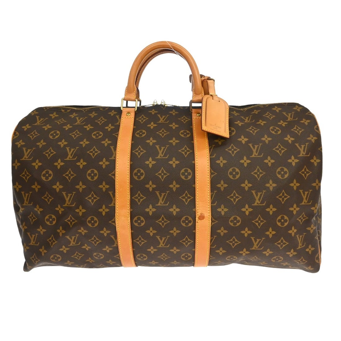 Louis Vuitton Keepall 55 Monogram Canvas Travel Bag: Louis Vuitton Keepall 55 Monogram Canvas Travel Bag This Louis Vuitton Keepall Bag features the iconic Monogram Canvas in brown and is designed for unisex use. Crafted in France, this vintage bag exhi