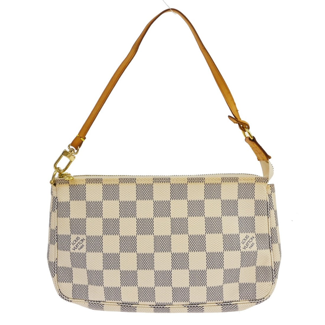 Louis Vuitton Damier Azur Pochette Accessoires Mini Pouch: Louis Vuitton Damier Azur Pochette Accessoires Mini Pouch This Louis Vuitton Pochette Accessoires handbag features the iconic Damier Azur canvas leather in a white color. Designed in a mini pouch styl